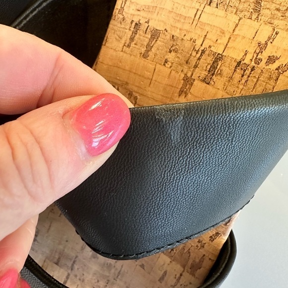 BOC Black Faux Leather Cork Platform Espadrille Sandals Slides Harlow size 9 - Picture 6 of 7